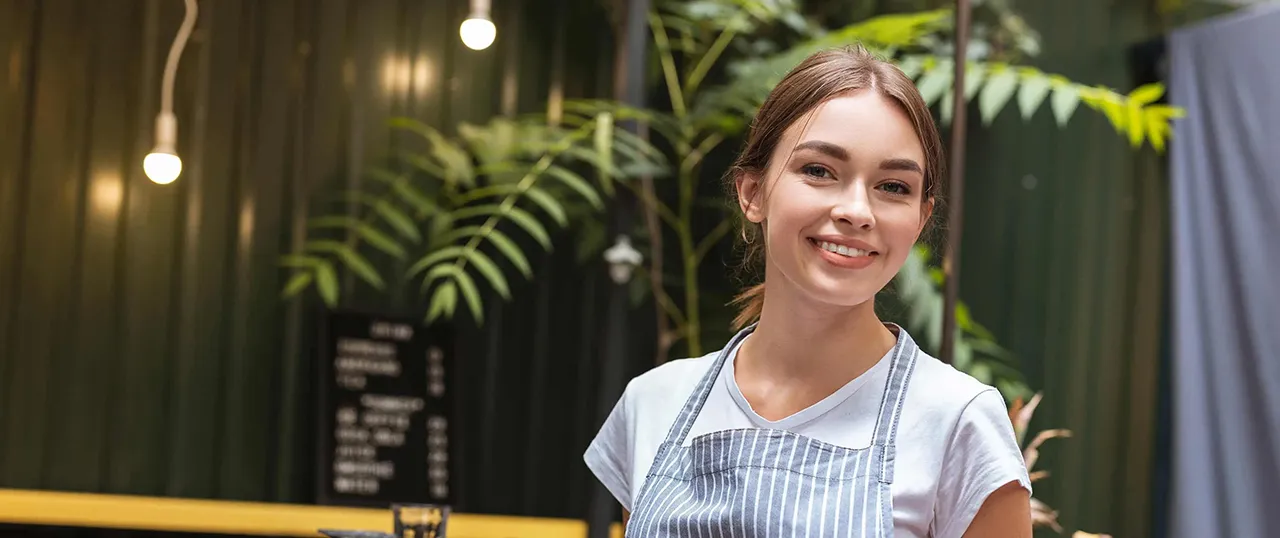 Female waitress in restaurant