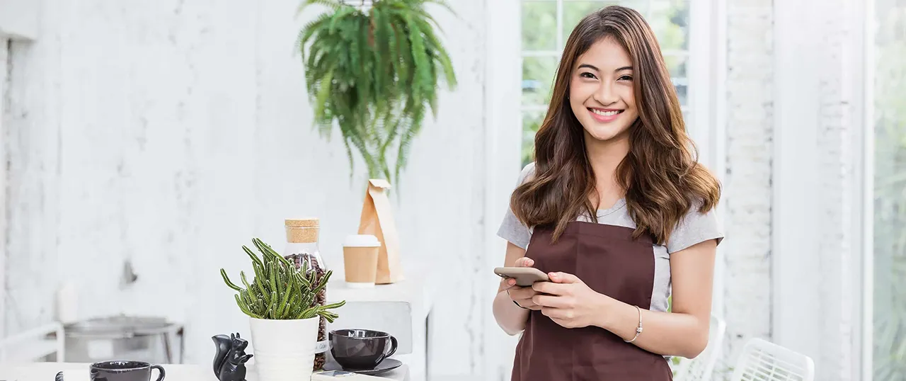 Female waitress in a restaurant